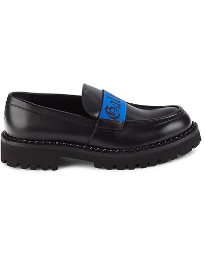 John Galliano Logo Leather Loafers - Black