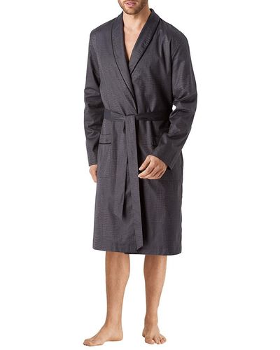 Hanro Select Long-sleeve Crocodile-print Robe - Grey