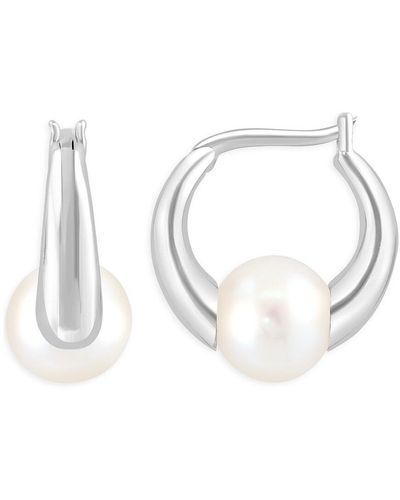 Effy ENY Sterling & 10Mm Freshwater Pearl Huggie Earrings - White