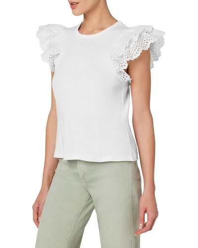 Joe's Jeans Alexis Broderie Flutter Sleeve Top - White