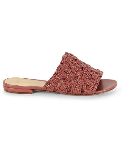 Alexandre Birman Sammy Leather Flat Sandals - Pink