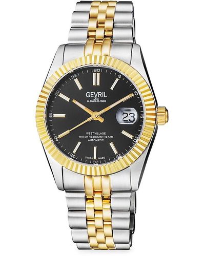 Gevril West Village 40Mm Stainless Steel Swiss Automatic Bracelet Watch - Metallic