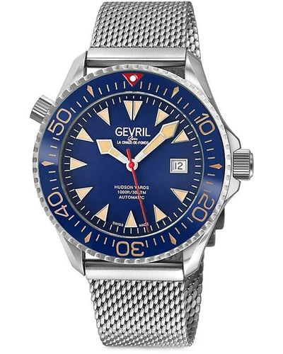 Gevril Hudson Yards 43mm Stainless Steel Bracelet Automatic Watch - Blue