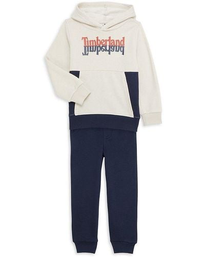 Timberland Little Boy's 2-piece Logo Hoodie & sweatpants Set - Blue