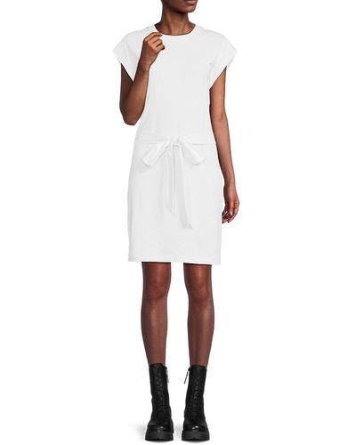 Vince Belted Crewneck T Shirt Dress - White