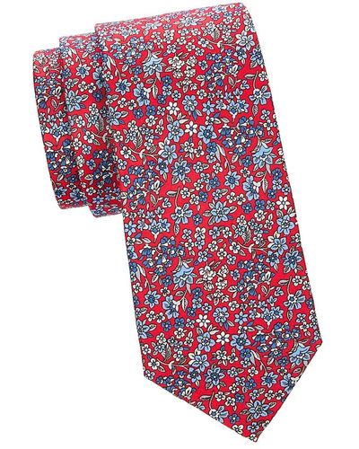 Saks Fifth Avenue Floral Silk Tie - Red