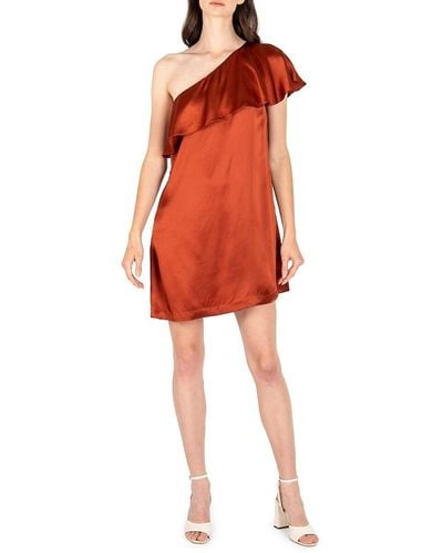 SECRET MISSION Karleen Silk Flounce Mini Dress - Red