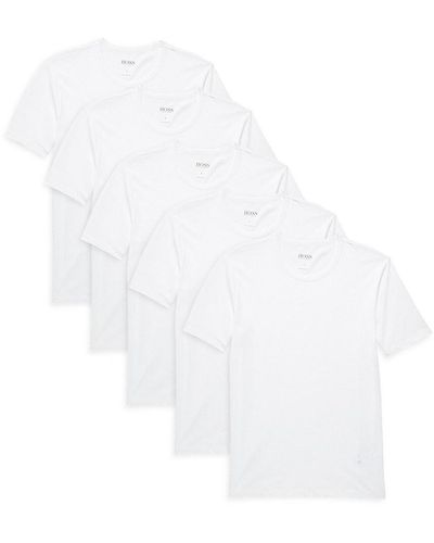 BOSS 5-Pack Crewneck Undershirts - White