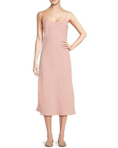 Bobeau Solid Slip Dress - Pink