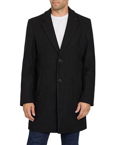 Sam Edelman Single Breasted Wool Blend Overcoat - Black