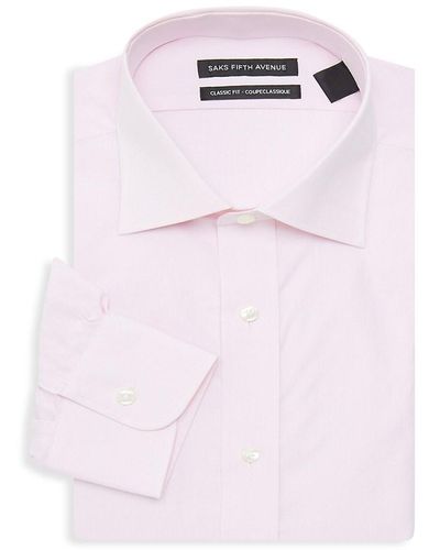 Saks Fifth Avenue Classic Fit Poplin Dress Shirt - Pink
