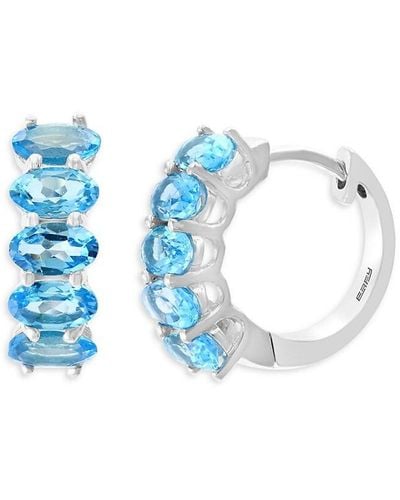Effy Sterling Silver & Blue Topaz Huggie Earrings