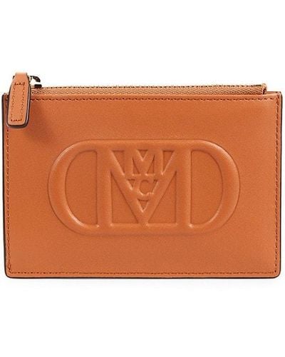 MCM Logo Leather Card Case - White