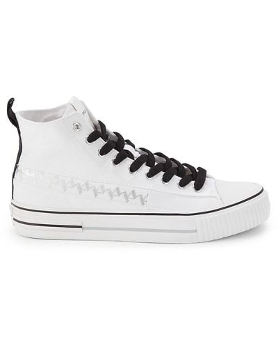 Karl Lagerfeld Logo Canvas High Top Sneakers - White