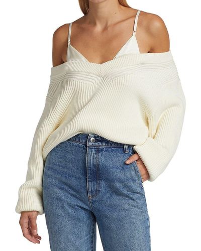 T By Alexander Wang Cami-detailed V-neck Sweater - Blue
