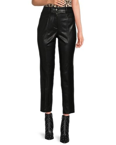 Calvin Klein Faux Leather Straight Leg Pants - Black