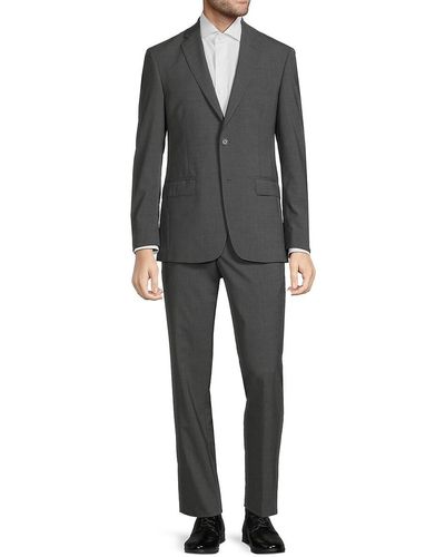 JB Britches Crosshatch Wool Blend Suit - Gray