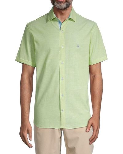 Tailorbyrd Contrast Short-sleeve Button-down Shirt - Green