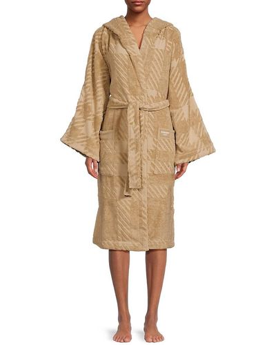 Burberry Hooded Terry Cloth Robe - Natural