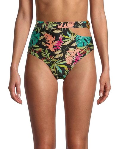 PATBO Tropicalia Palm High Rise Cut Out Bikini Bottom - Multicolour