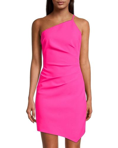 MILLY Naya Cady One Shoulder Mini Dress - Pink
