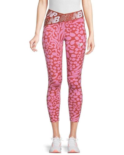 New Balance Relentless Crossover Mixed Print High Rise leggings - Pink