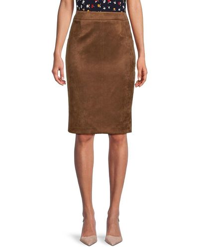 Tommy Hilfiger Faux Suede Pencil Skirt - Brown