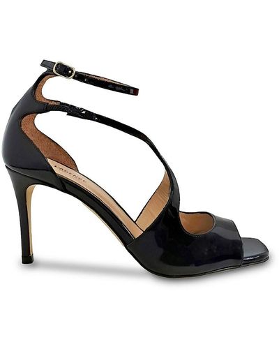 L'Agence Madeline Ii Patent Leather Ankle-strap Sandals - Black