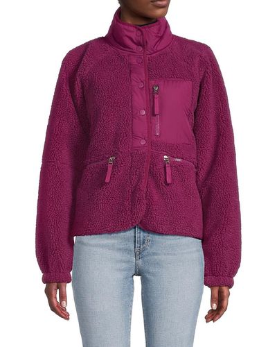 Andrew Marc Faux Fur Anorak Jacket - Purple