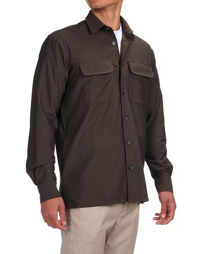Garnet Button Front Shirt Jacket - Grey