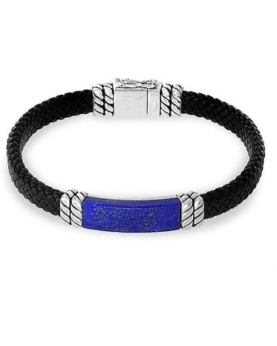 Effy Leather, Lapis Lazuli & Sterling Silver Bracelet - Blue