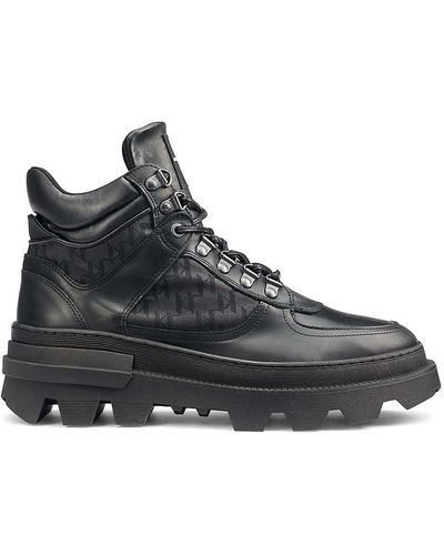 Karl Lagerfeld Logo Leather Trim Boots - Black