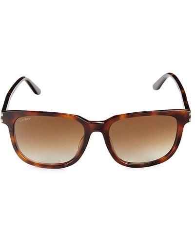 Cartier 56mm Rectangle Sunglasses - Brown