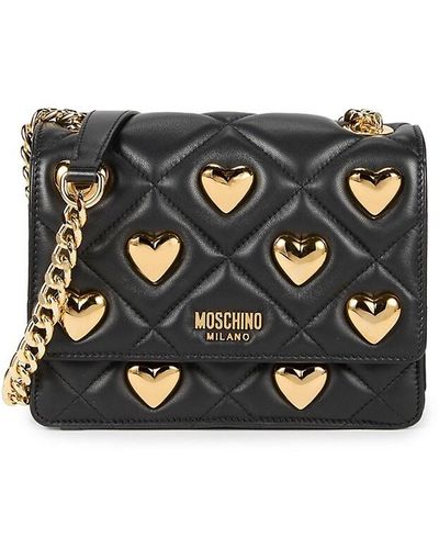Moschino Quilted Leather Shoulder Bag - Black