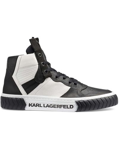 Karl Lagerfeld Leather & Python Print Midtop Sneakers - Black