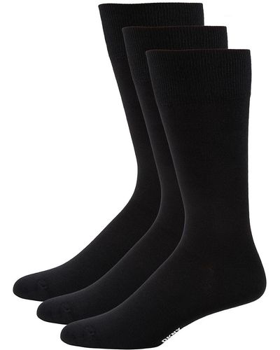DKNY 3-Pack Ribbed Crew Socks - Black