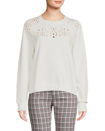 Spiritual Gangster Bridget Floral Cutout Sweatshirt - White