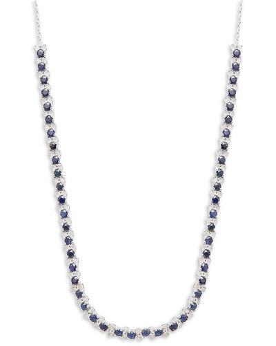 Effy ENY Sterling, Diamond & Sapphire Half Tennis Necklace - White