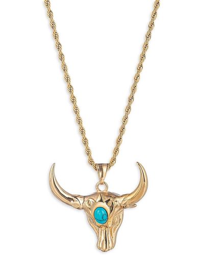 Eye Candy LA Luxe 18K Goldplated & Enamel Bull Pendant Necklace - Metallic