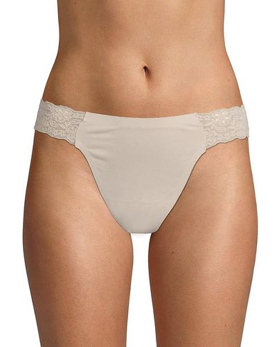 Ava & Aiden Stretch Lace Trimmed Thongs - Brown