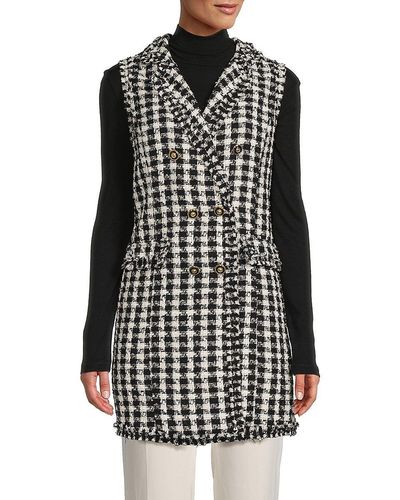 Adrianna Papell Houndstooth Tunic Vest - Black