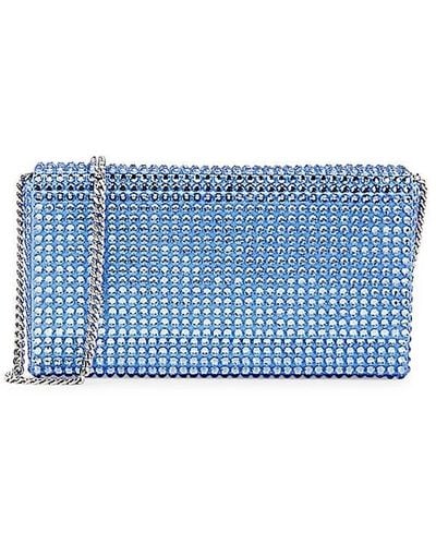 AMINA MUADDI Mini Paloma Crystal Embellished Shoulder Bag - Blue