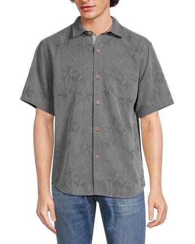 Tommy Bahama 'Coconut Point Palm Print Shirt - Grey