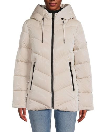 St. John Dkny Quilted & Hooded Puffer Jacket - Natural