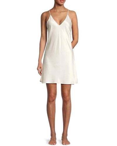 Natori V Neck Mini Slip Dress - White