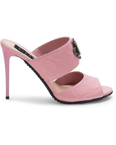 John Richmond Logo Peep Toe Stiletto Sandals - Pink