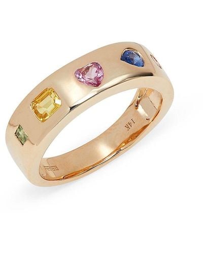 Effy 14k Yellow Gold & 0.92 Tcw Sapphire Ring - White