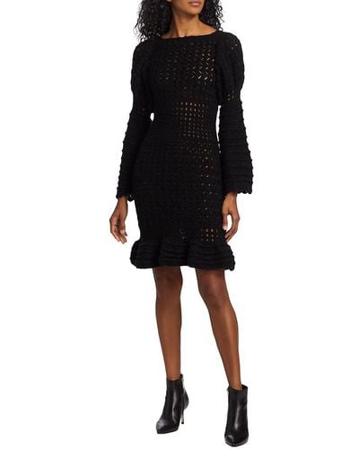 Frederick Anderson Rebirth Crochet Bubble Dress - Black