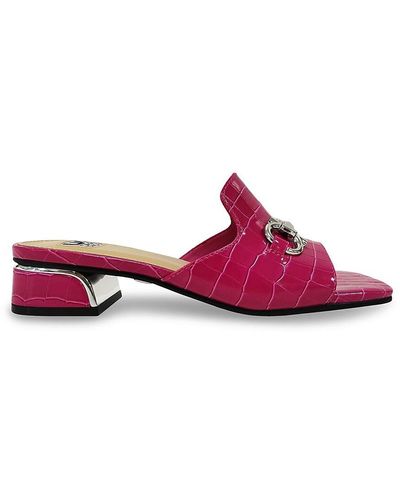 Lady Couture Expo Croc-embossed Block Heel Sandals - Pink