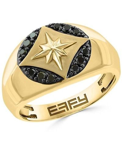 Effy 14k Yellow Gold & 0.25 Tcw Black Diamond Ring - Metallic